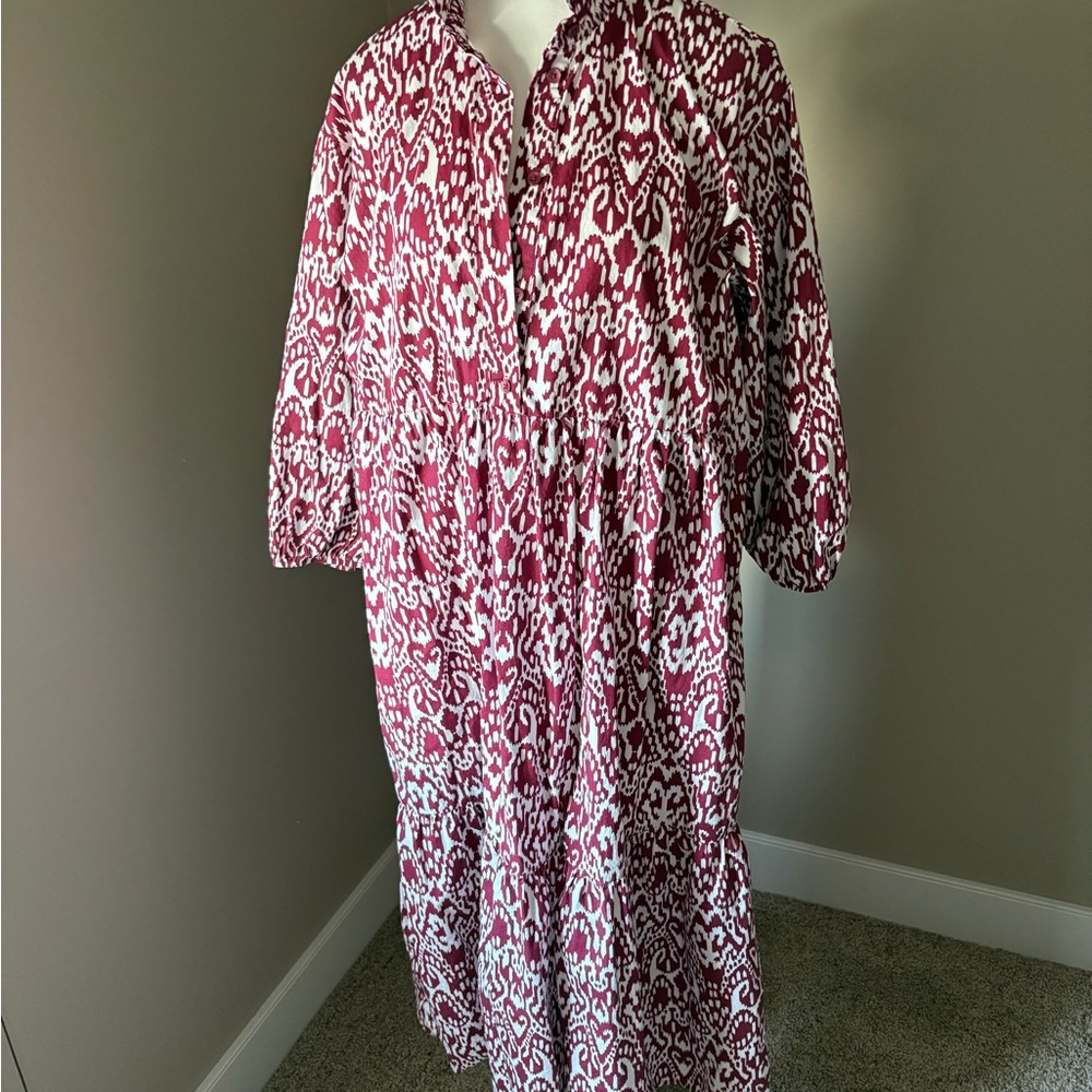 Anthropologie Red and White Maxi Dress